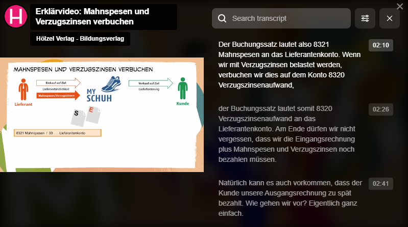 Screenshot: Erklärvideo mit eingeblendeter Transkription Screenshot: Erklärvideo mit eingeblendeter Transkription